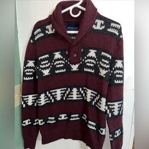 American Eagle Sweater Men's Medium High Neck Heavy 2 Button Shawl Collar